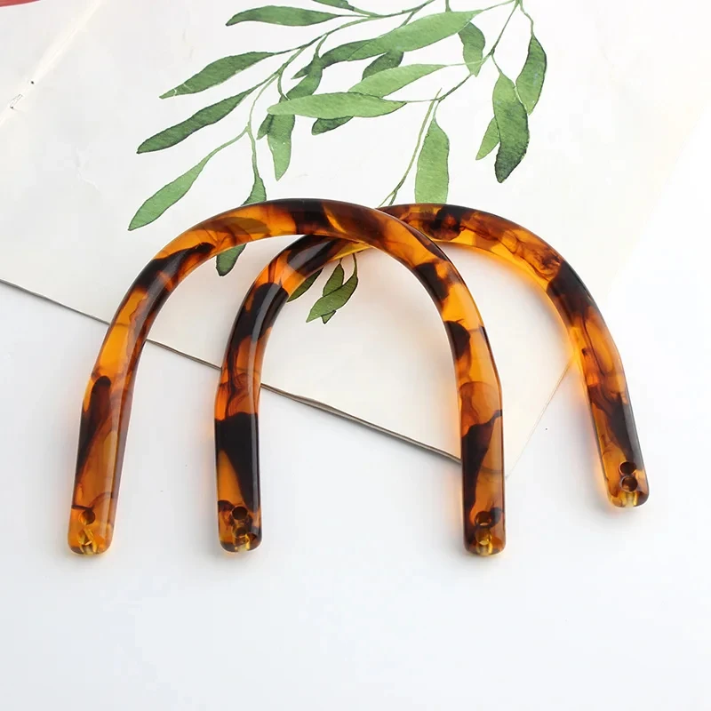 2Pcs Tortoiseshell U-Shaped Resin Handles Amber Replacement For Women Purse Frame Handbags Bags Handcrafted Handmade Accessories