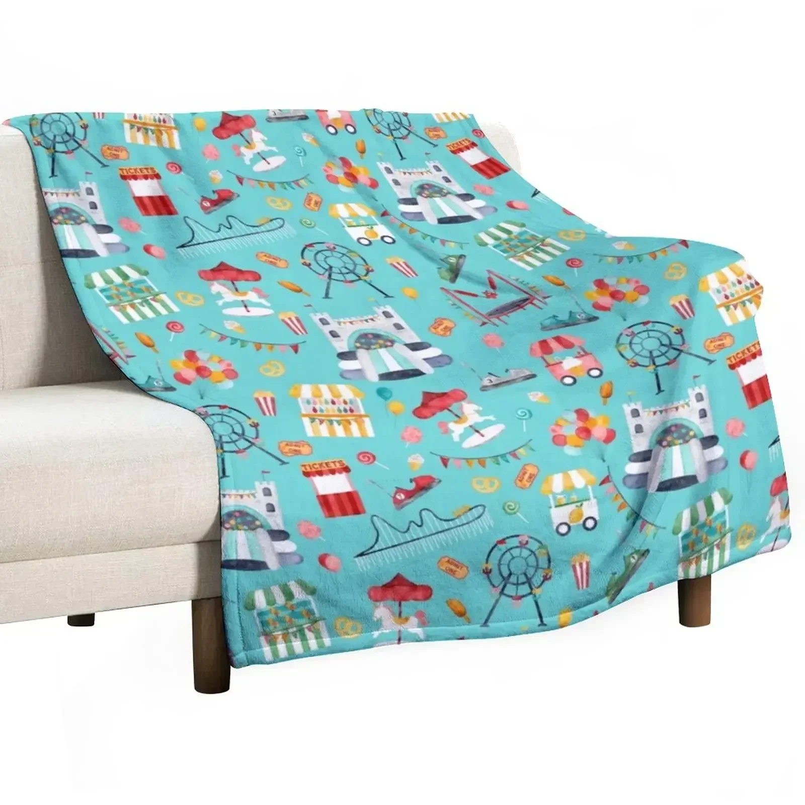 

Amusement Park Watercolor Carnival Throw Blanket Travel For Baby heavy to sleep Blankets For Sofas Blankets