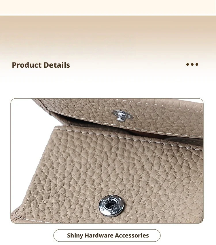 Schlichte Damen-Mini-Geldbörse aus echtem Leder, 80 % Rabatt, ultradünne, weiche Geldbörse aus Rindsleder, zusammenklappbar, tragbare Münztasche mit Druckverschluss, bietet Platz für – Detail 14