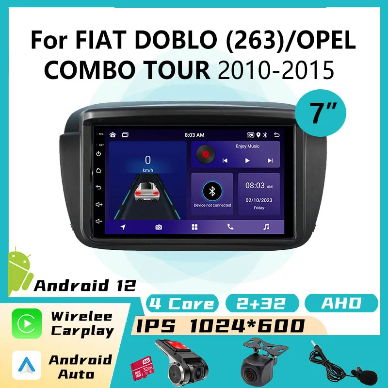 2 Din Car Radio Android 7Inch For FIAT DOBLO (263)/OPEL COMBO TOUR 2010-2015 WIFI Multimedia Player Navigation Autoradio Carplay