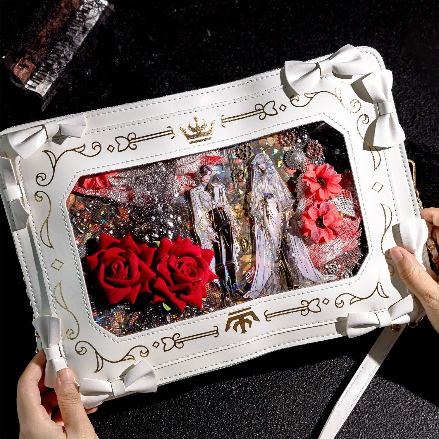 10pcs Dark Glory Series Decorative Sticker Retro Laser Gold Shell Light Scrapbooking Label Diy Diary Album Journal Planner