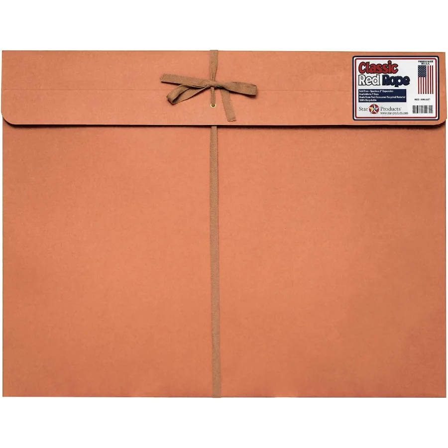 Star Products T219 17 x 22 Classic Red Rope Paper Artist Portfolio with Tie Tape Closure for Art Storage and Poster Display Ide
