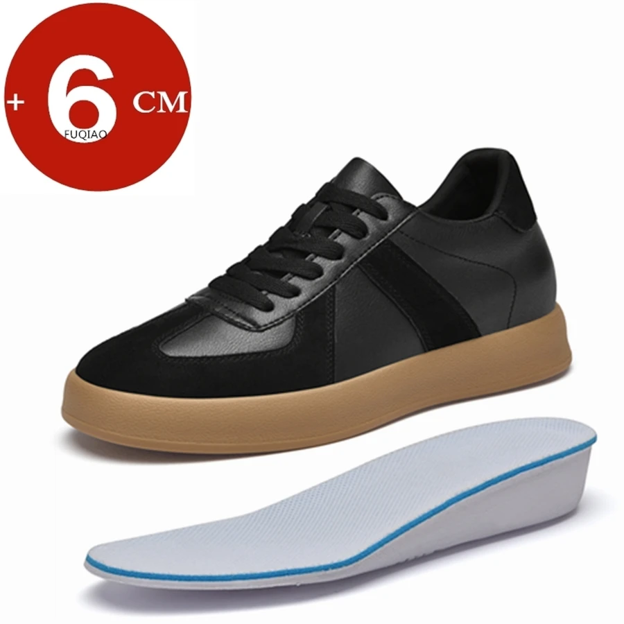 MM6 Replica Elevator Sneakers Women/Men Shoes Genuine Leather Height Increasing Shoes Lace Up Trainers Ladies Flat Shoes For Men