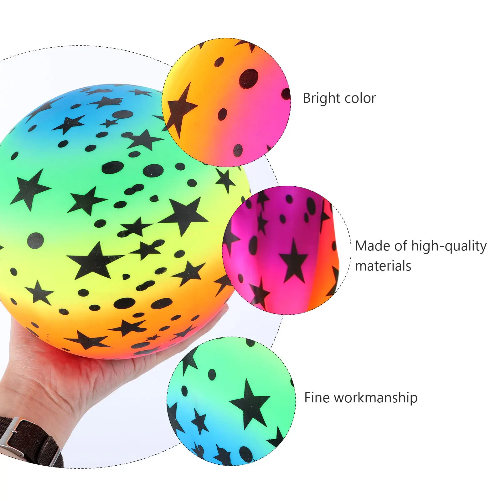 

5Pcs Rainbow Ball Thickened Elastic PVC Beach Play Ball Bright Color for Kids Catch Throw Coordination Outdoor Activities