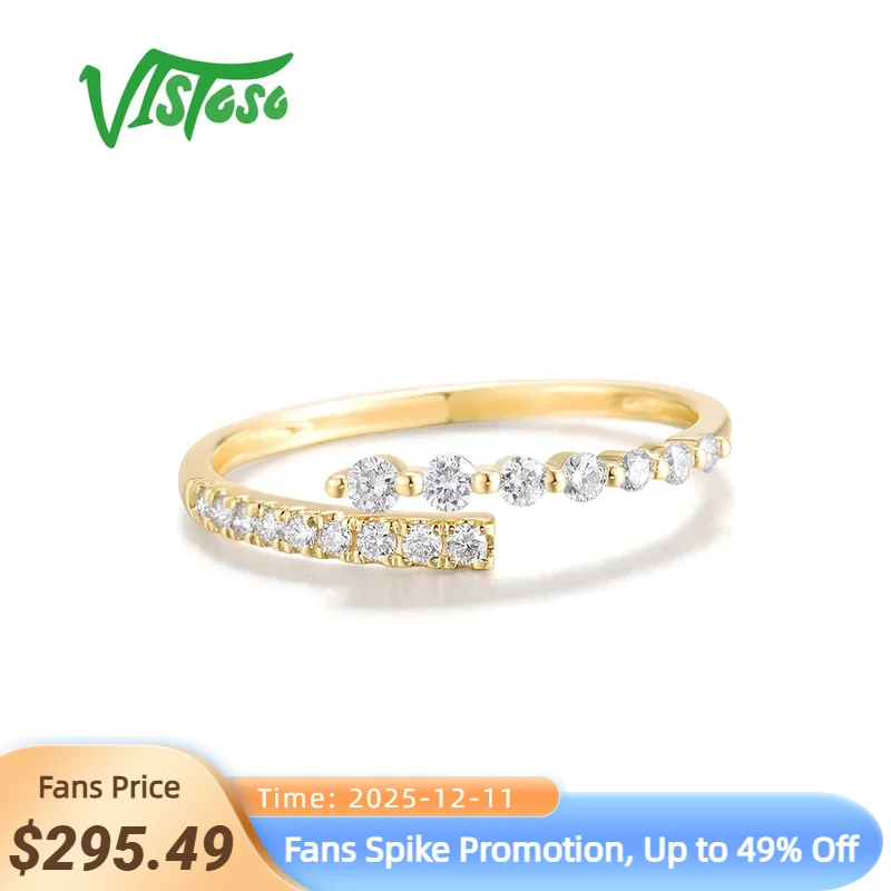 

VISTOSO Genuine 14K 585 Yellow Gold Ring For Women Sparkling Diamonds Layerable Chic Wedding Engagement Gifts Fine Jewelry