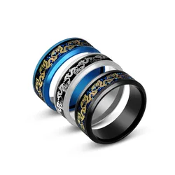 Anillos con diseño de dragón dominante de acero inoxidable de 8mm para Hombre, Anillo negro para Hombre, joyería de moda para dedo, Anillo para Hombre al por mayor