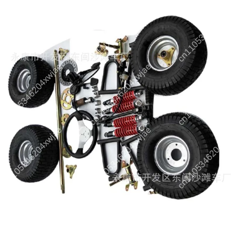 Go Kart ATV Rear Axle & Front Suspension Arms, Steering Rack Frame Kit for DIY Off-Road Buggy 4 Wheeler Racing Parts