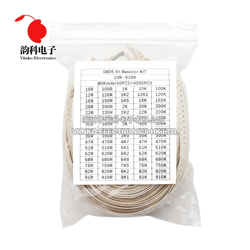 0402 0603 0805 1206 80values SMD Chip Resistor Assorted Kit 5% 10 ohm - 910K Resistance Sample set