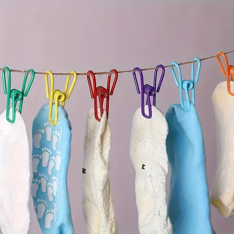 Practical Colored Metal Clips, Food Packaging Bag Sealing Clips, Clothes, Towels, Socks, Underwear Hanging Clips (Color Random)