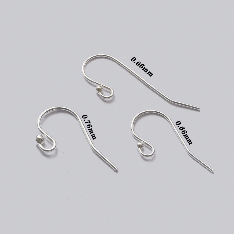 925 Sterling Silver Ball End Ear Wire 0.66/0.76mm Loop Ear Components Wholesale Jewelry Findings