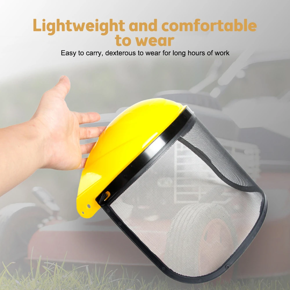 Lawn Mower Protective Cover Comfortable Safety Helmet Full Face Mesh Visor Safe Guard Garden Accessories