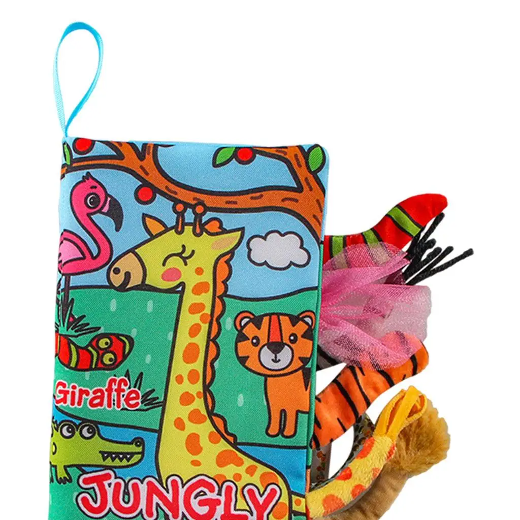 4x Portable Cloth Book, Animal Tail Early Development Interactive Toys, Soft Washable Montessori Early Educational Gadget