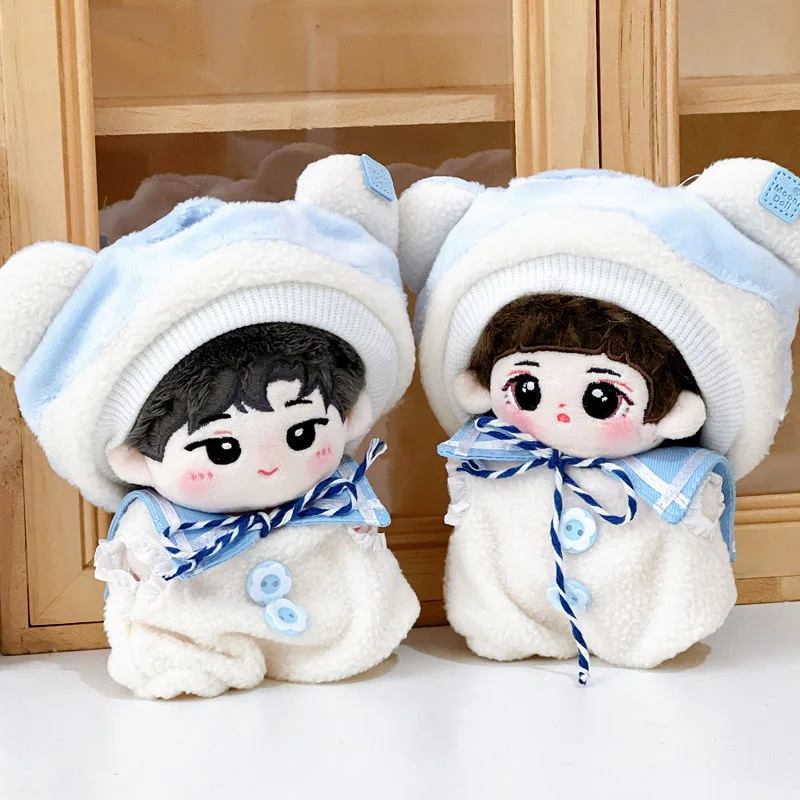 17cm Mini Plush Doll'S Clothes Navy Uniform Jumpsuit Outfit Accessories For Korea Kpop Exo Labubu II 10cm Cotton Idol Dolls