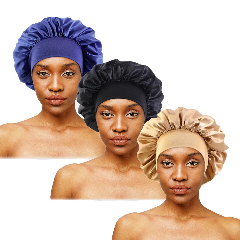 3 TEILE/LOS Unisex Elastische Band Kappe Für Krempe Nacht Hut Bad Kappe Extra Große Satin Seidige Motorhaube Schlaf Hut Für Lockige federnd – Detail 3