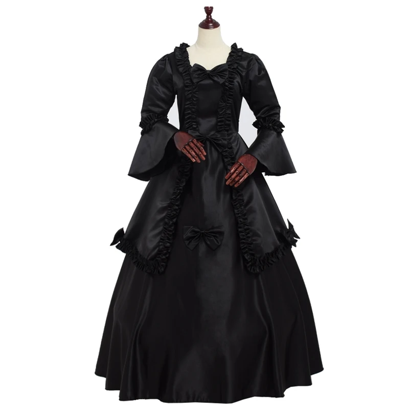 فستان نسائي على الطراز الفيكتوري زي قوطي عنابي ماري أنطوانيت روكوكو