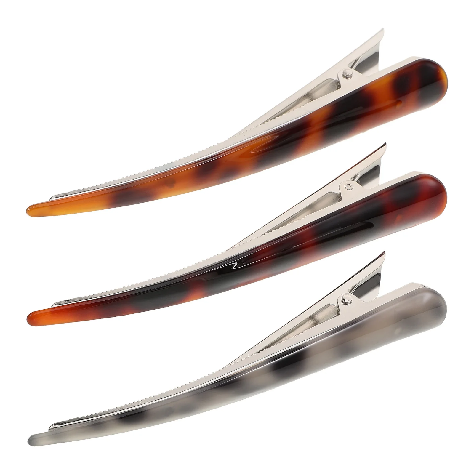 

3pcs Horn Hairpins Set Bobby Automatic Clasp Hairgrips Barber Clips Duckbill Sectioning Hairdressing Styling Partition Perming