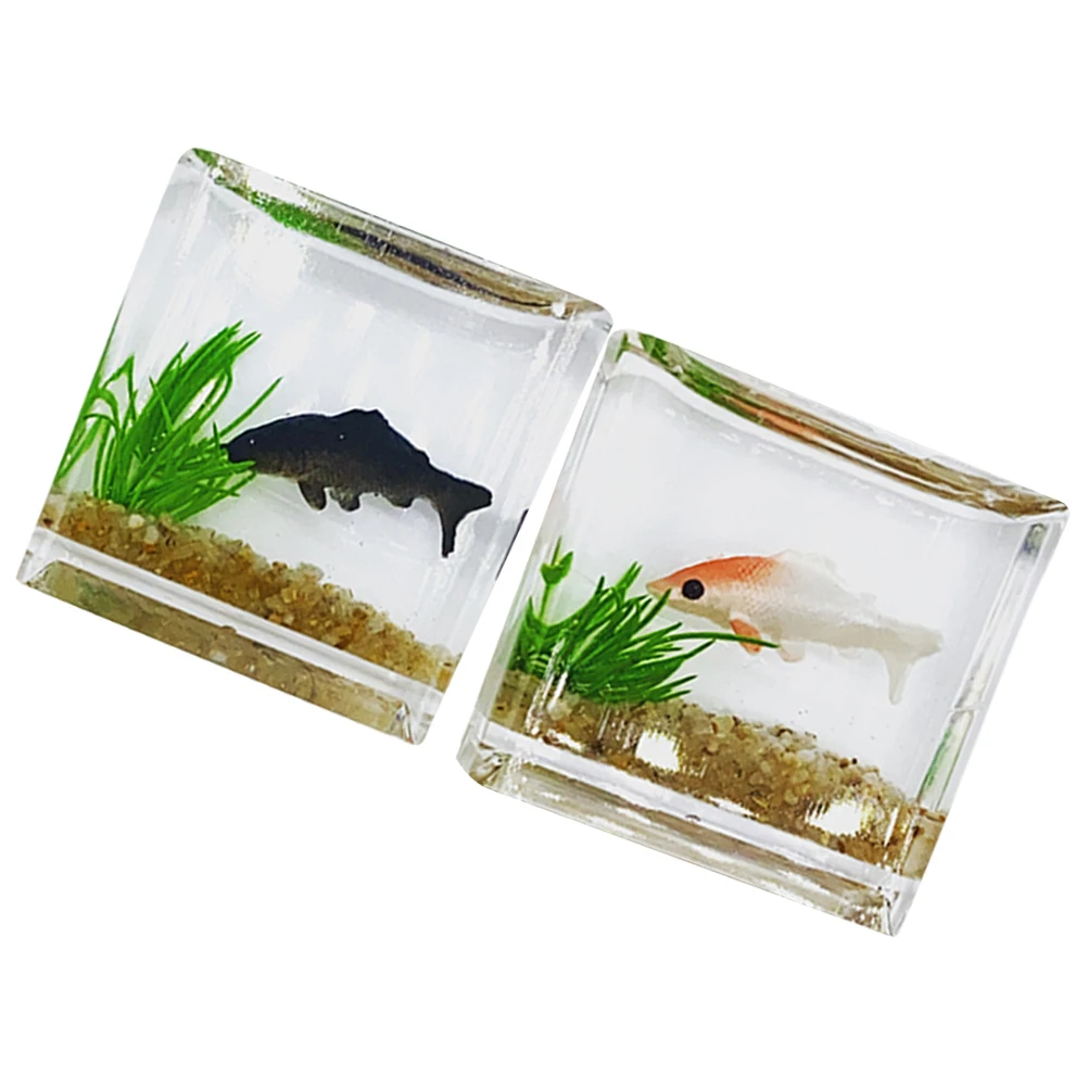 

2Pcs Miniature Fish Tank Lifelike Tiny Aquariums Mini House Decor Small Desktop Decoration DIY Craft Props Miniature Fish Tank