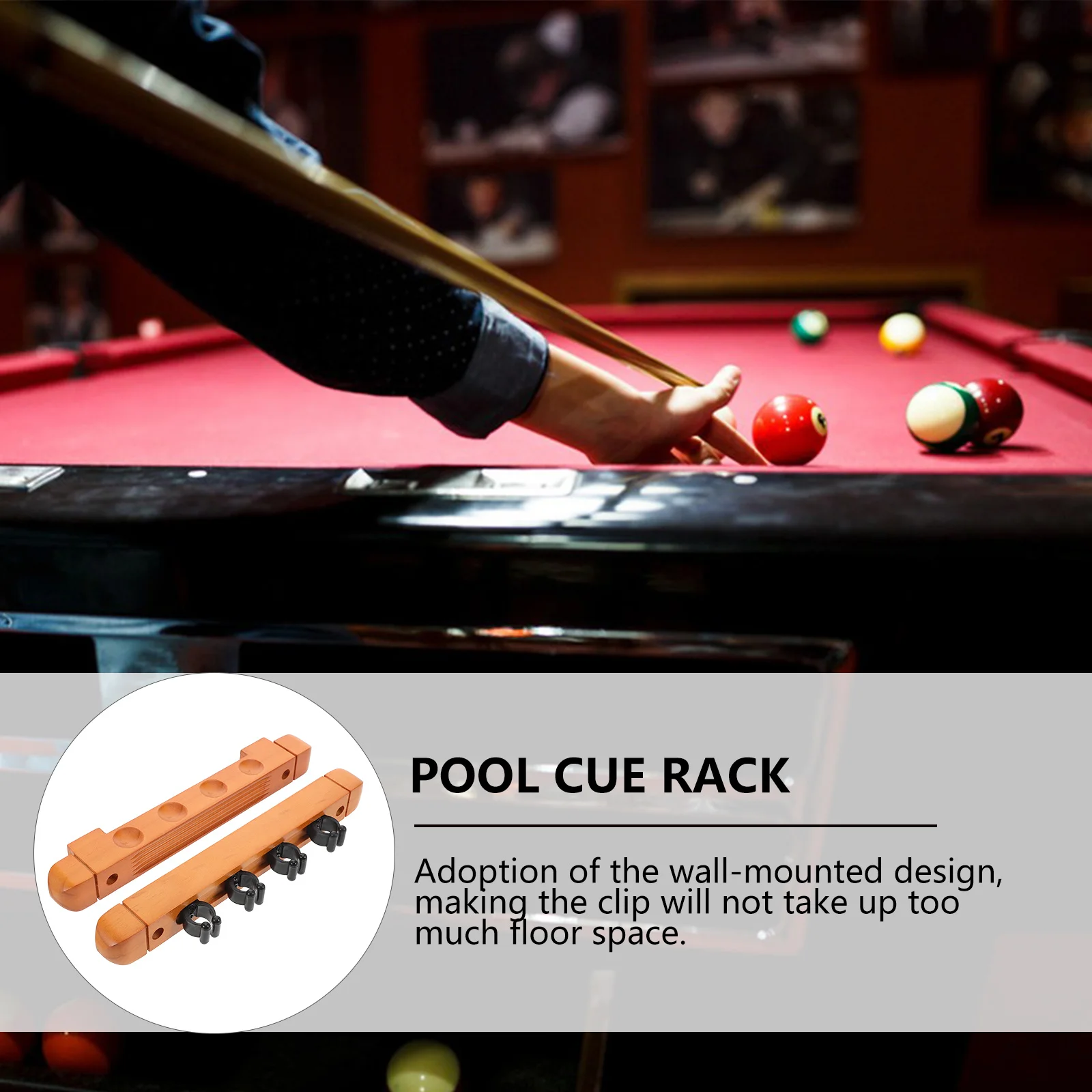 

2pcs Wooden Pool Cue Mounted Multi-Slot Billiard Rod Holder Durable Storage Organizer For Pool Sticks Decorative Cue
