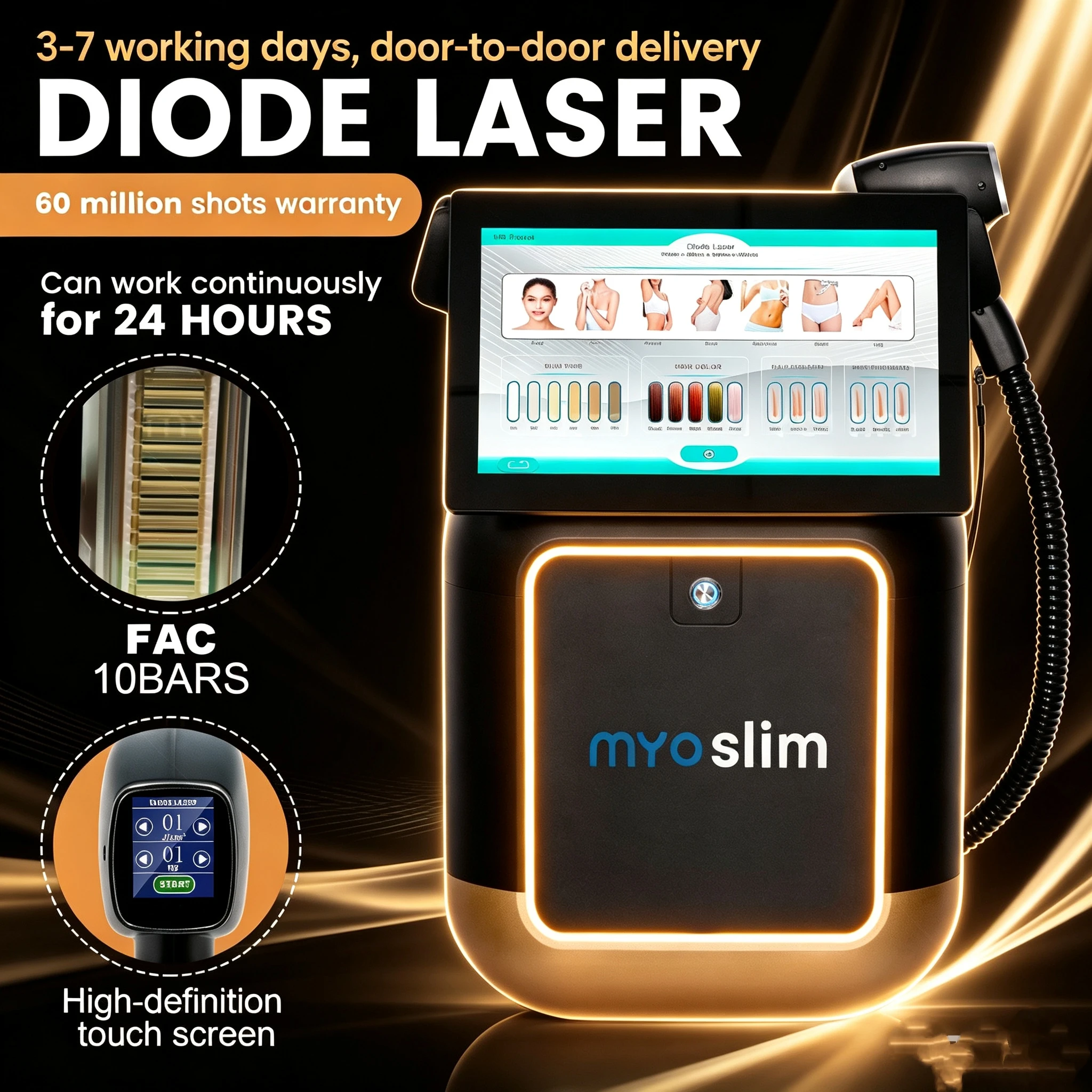 5000W Professional  Diode Hair Removal Machine Ice Titanium Painless 808 755 940 1064nm High Power Beauty Device for Salon