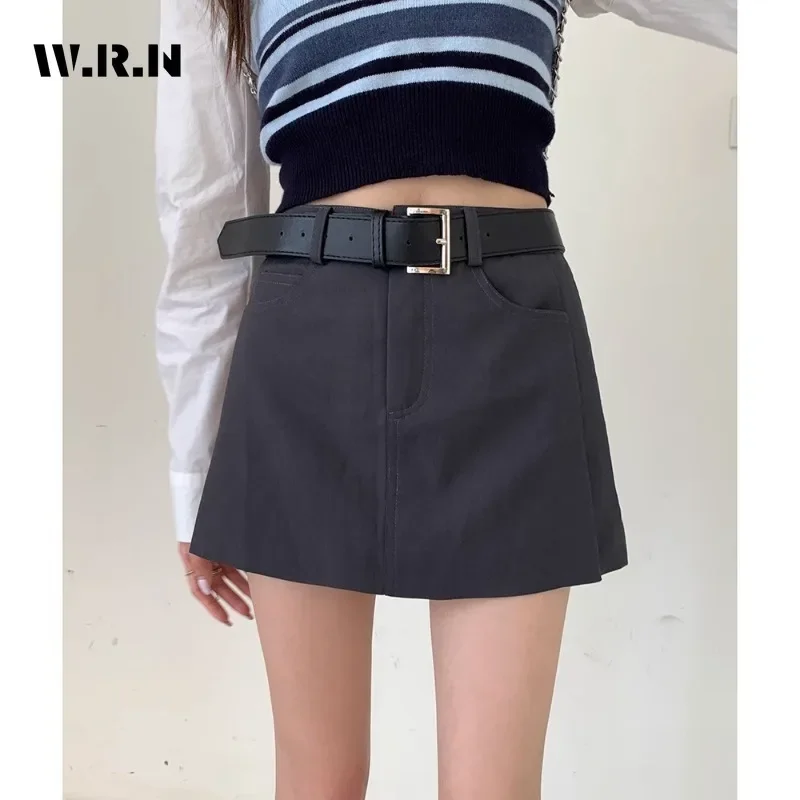 

2024 Summer Preppy Hotsweet Style Solid Color Pockets SkirtsWomen's Casual High Waist Slim Fit A-line Female Slim Fit Mini Skirt