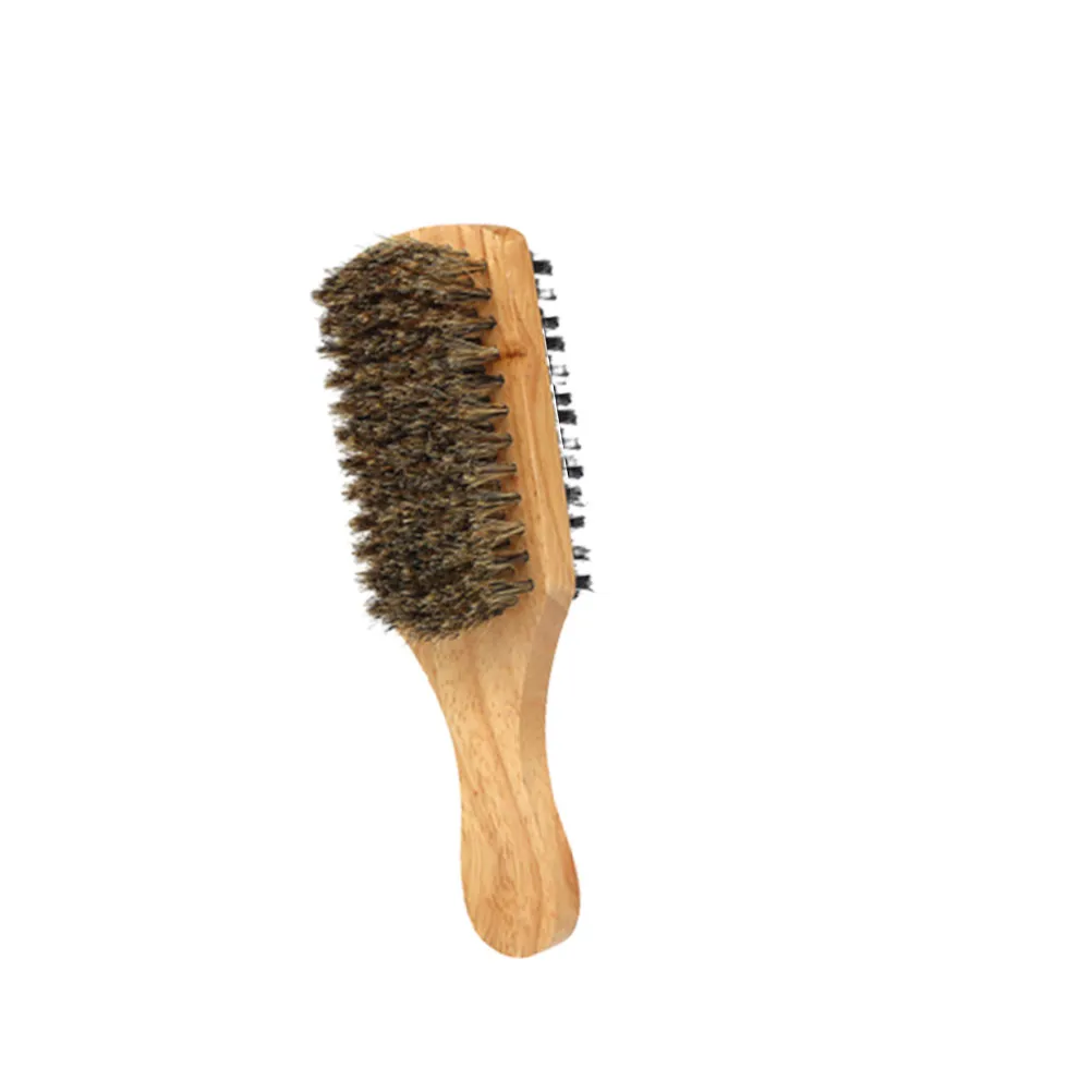 Men's Beard Brush with Natural Bristles Wooden Handle Portable Compact Design Double Sided Styling Groomer for Daily Use