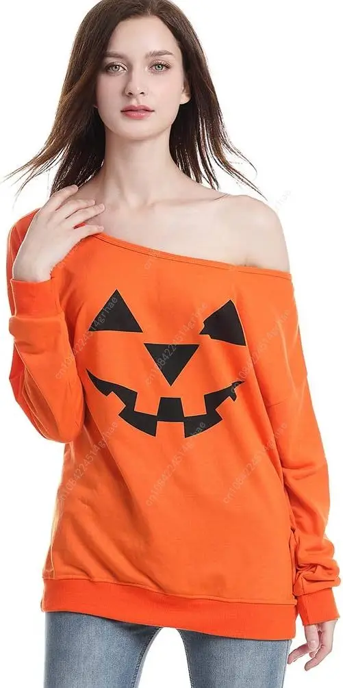 Женские сексуальные толстовки с открытыми плечами на Хэллоуин, пуловеры, костюмы больших размеров