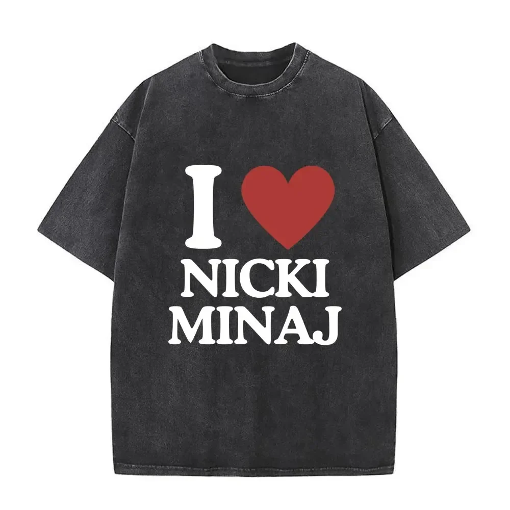 Super Freaky Girl Nicki Minaj Print Washed T-shirt Men Women Hip Hop Vintage T Shirts Men's Rapper Oversized Short Sleeve Tees