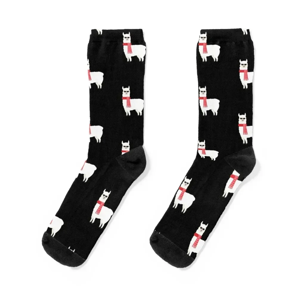 Cute & Adorable Llama With Cool Sunglasses Tile Pattern Socks cute moving stockings Stockings custom Women Socks Men's