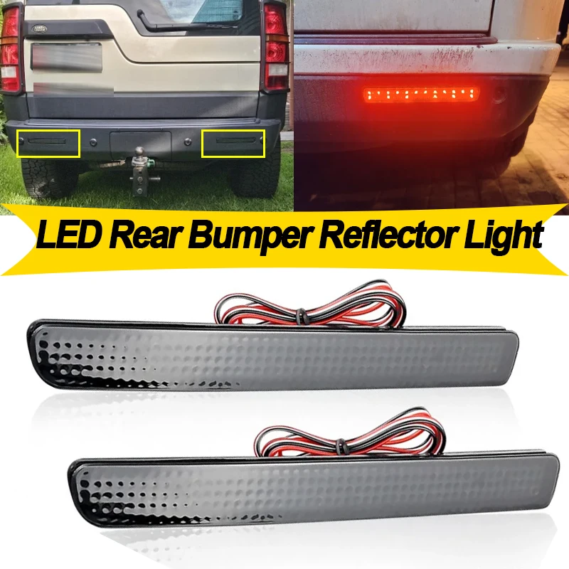 2 pçs carro led refletor de para-choque traseiro lente vermelha/fumaça para land rover discovery 3 lr3 2005-2009 para discovery 4 lr4 2010-2013