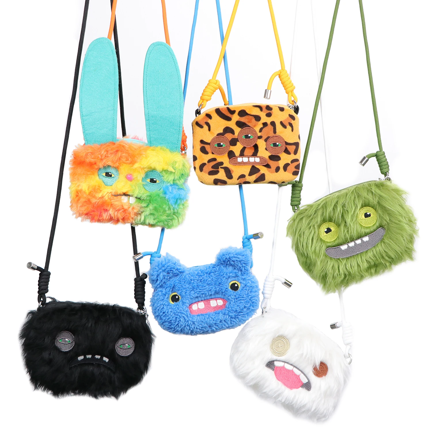 Mini Fuggler Original Shoulder Plush Toy Bag 13cm Ugly MonsterCoin Purse Headphone Case Small Capacity Peluche Adjustable Strap
