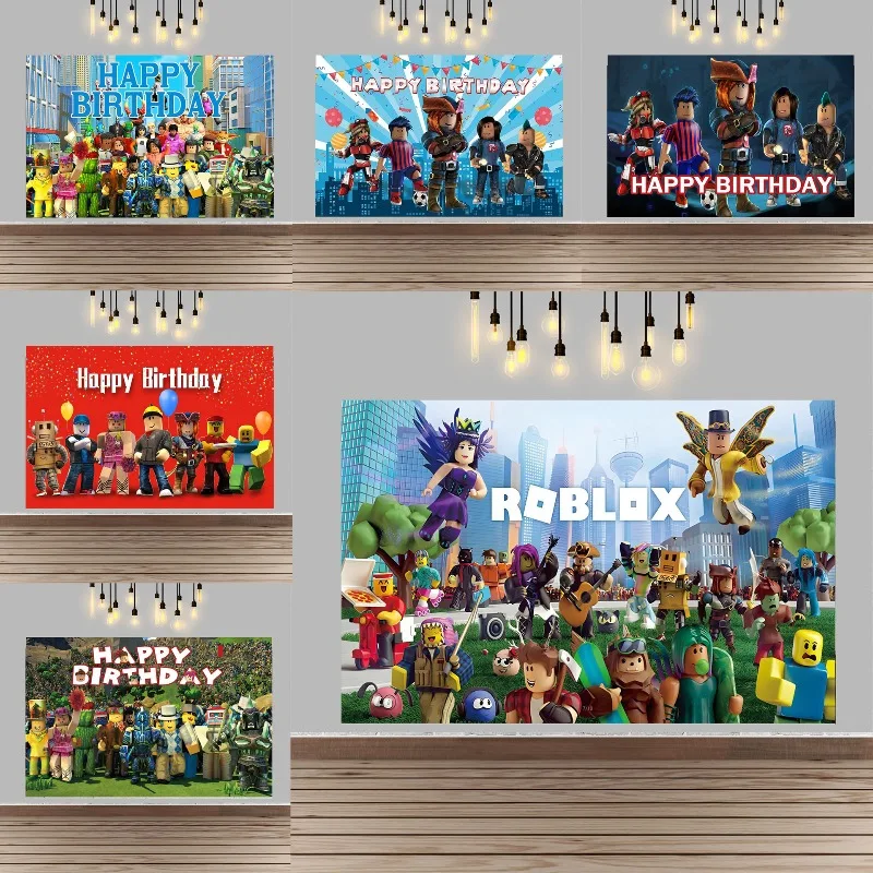 

Горячая игра ROBLOX, тематический фон для фотосъемки с героями мультфильмов, тканевые баннеры для мальчиков и девочек на день рождения, принадлежности