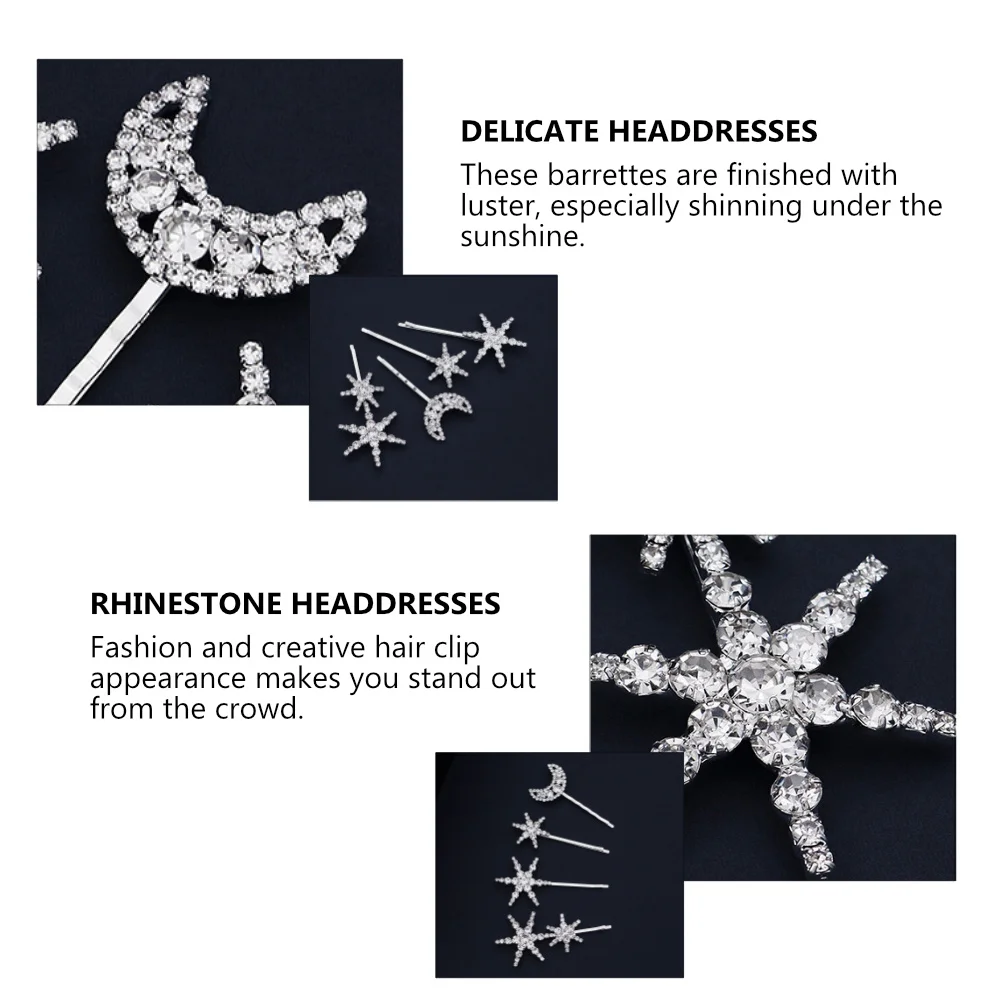 

4 pcs One-length Clip Hair Barrettes Elegant Alloy Rhinestone Headdresses Woman Bride Exquisite Supplies Fashionable Unique