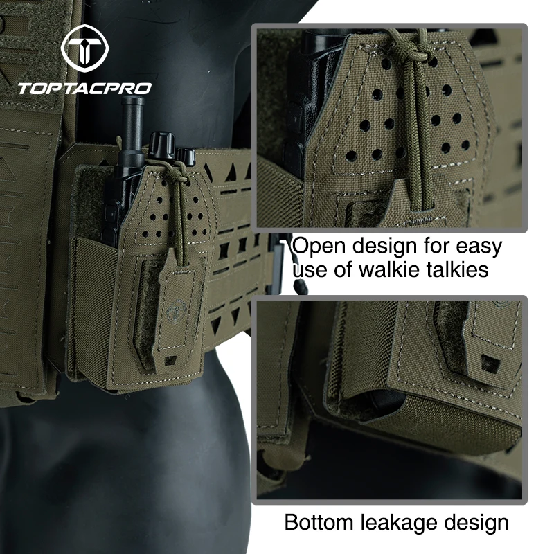 

TOPTACPRO Tactical Radio Holster Molle Pouch Universal Radio Holder For Walkie Talkie Adjustable Storage Magazine Pouch 8524