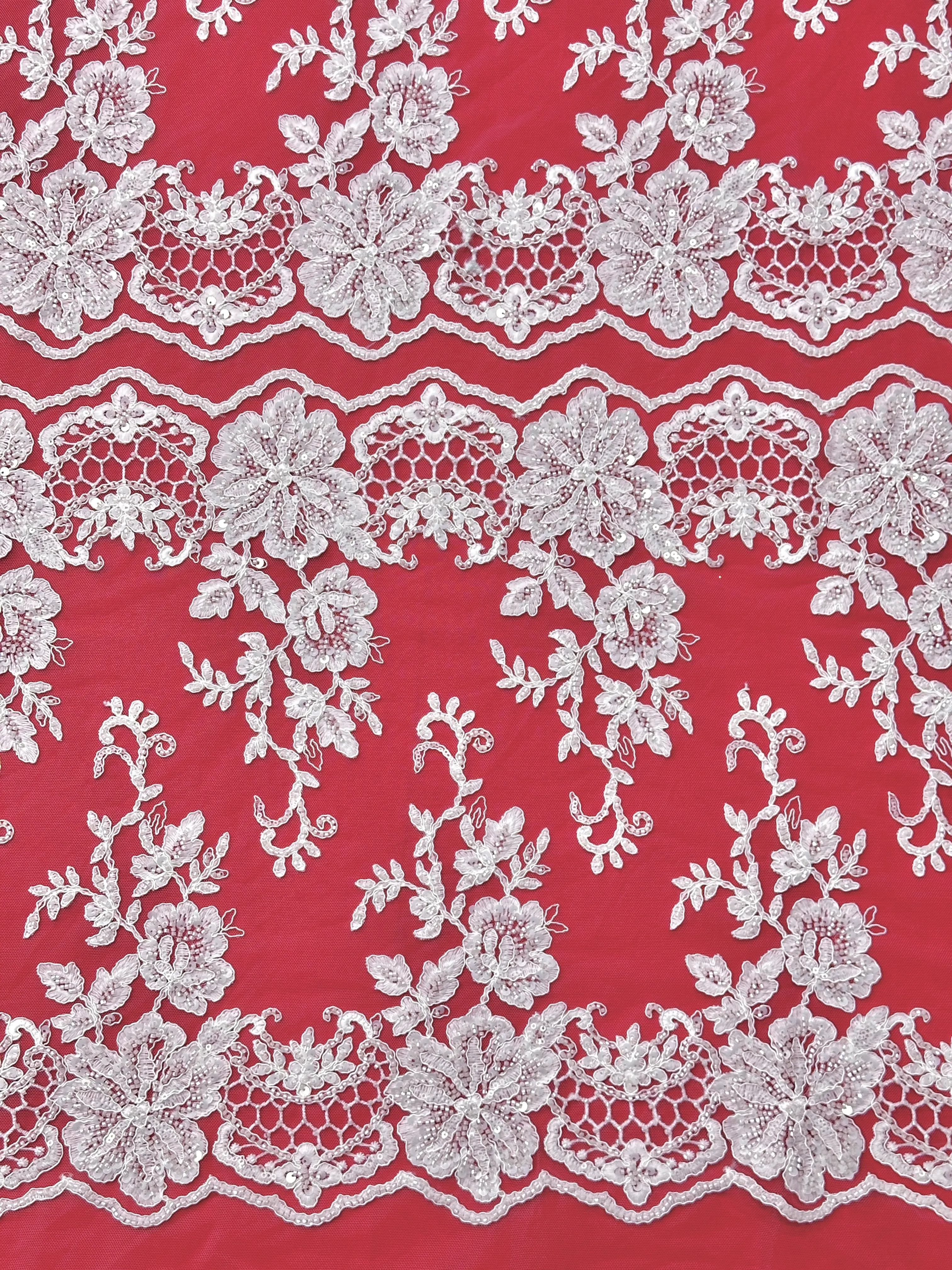Classic French Style European French Net Lace Nigerian Style Embroidered Lace Tulle Fabric for Bridal Wedding