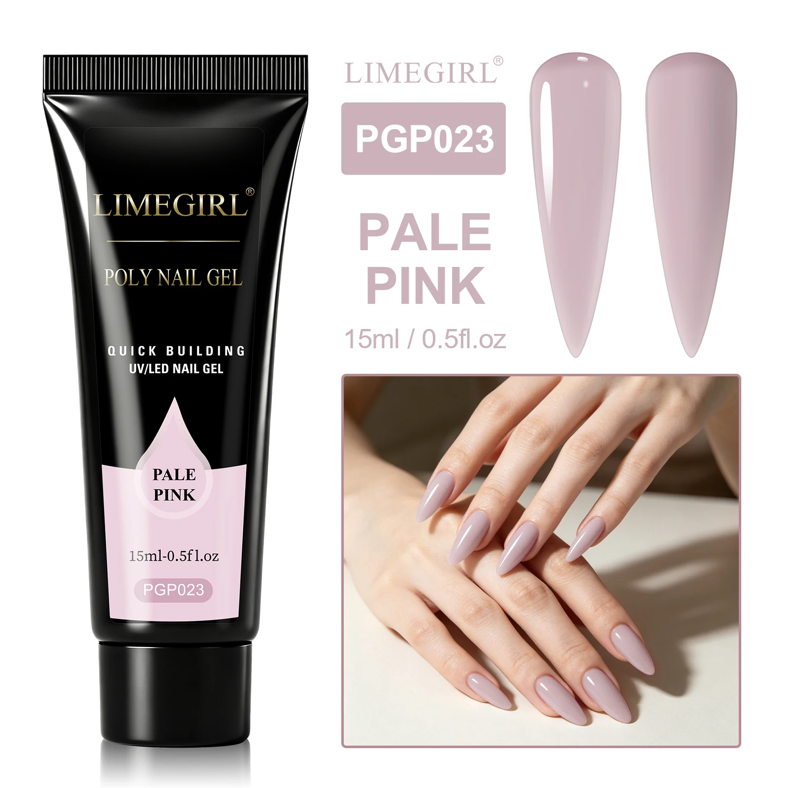LIMEGIRL 25 Farben Poly-Verlängerungsnagelgel für Nagelkunst, Acryl-Maniküre-Design, UV-Lacke, semi-permanentes, schnelles Verlängerungsgel