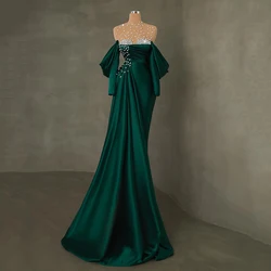 Thinyfull Formal Mermaid Prom Evening Dresses Saudi Arabia Beadings Satin Party Dress Women Night Cocktail Prom Gowns Plus Size