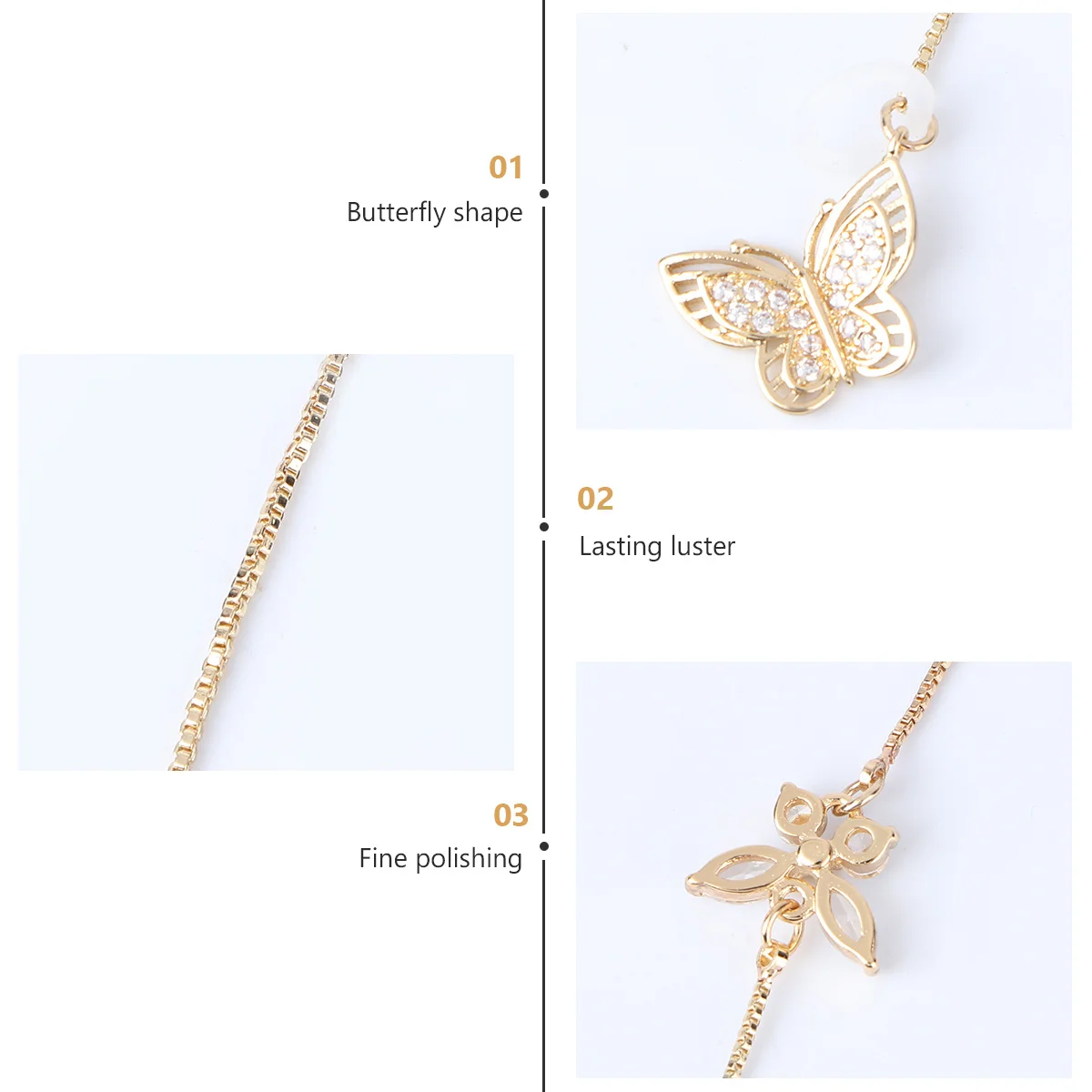 

1 pc Anti-Lost Necklace Golden Zircon Neck Ornament For Wireless Headphones Headset Protector Simple Chain Daily Work Women