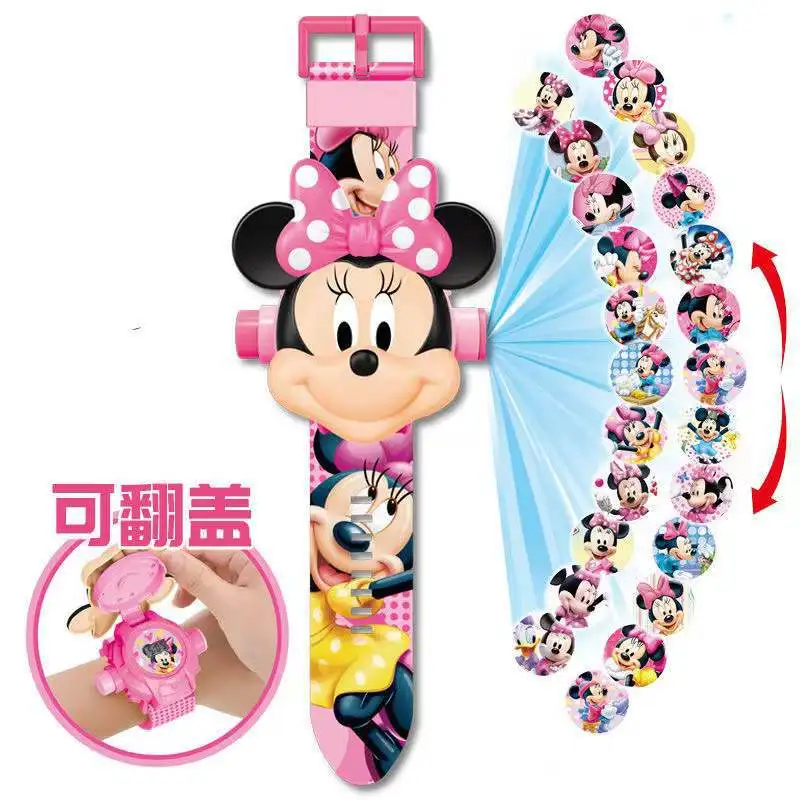 Disney Mcqueen Wrist Watch Children Watch 3D Projection Anime Cars Children Toy Mickey Minnie Frozen Digital Watch Birthday Gift