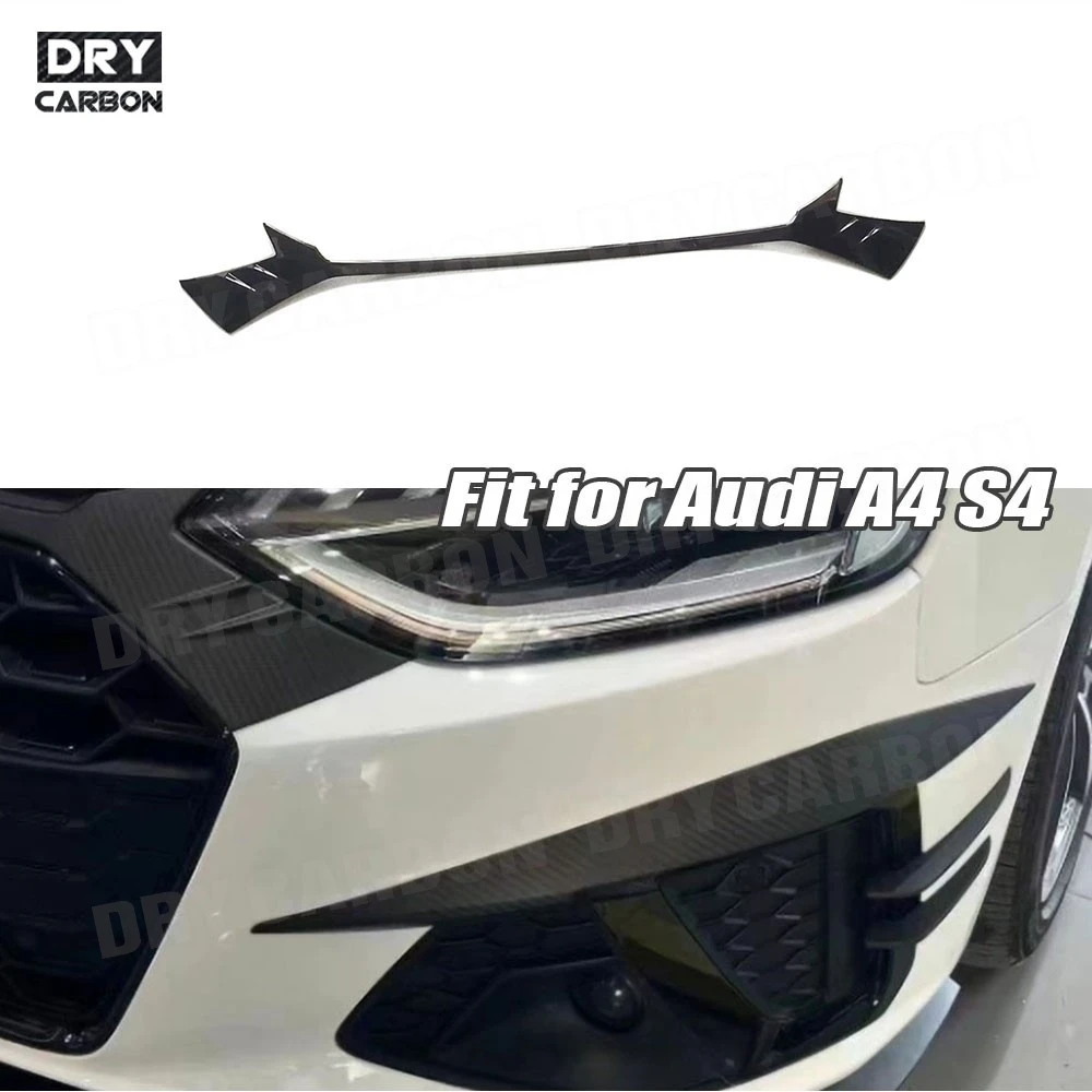 For Audi A4 S4 2020-2024 Not Standard ABS Carbon Look Car Front Diffuser Strip Front Bumper Lip Trim Decoration Body Kit Parts