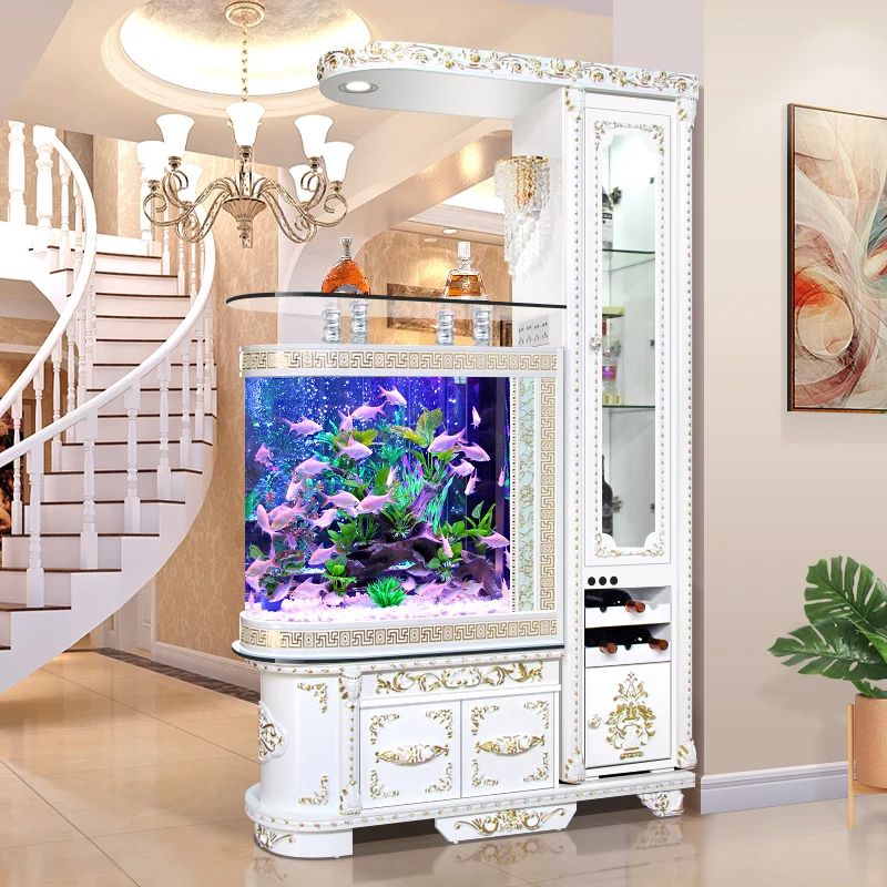 Multifunctional rounded corner with cabinet integrated unique hydroponic fish aquarium fish culture