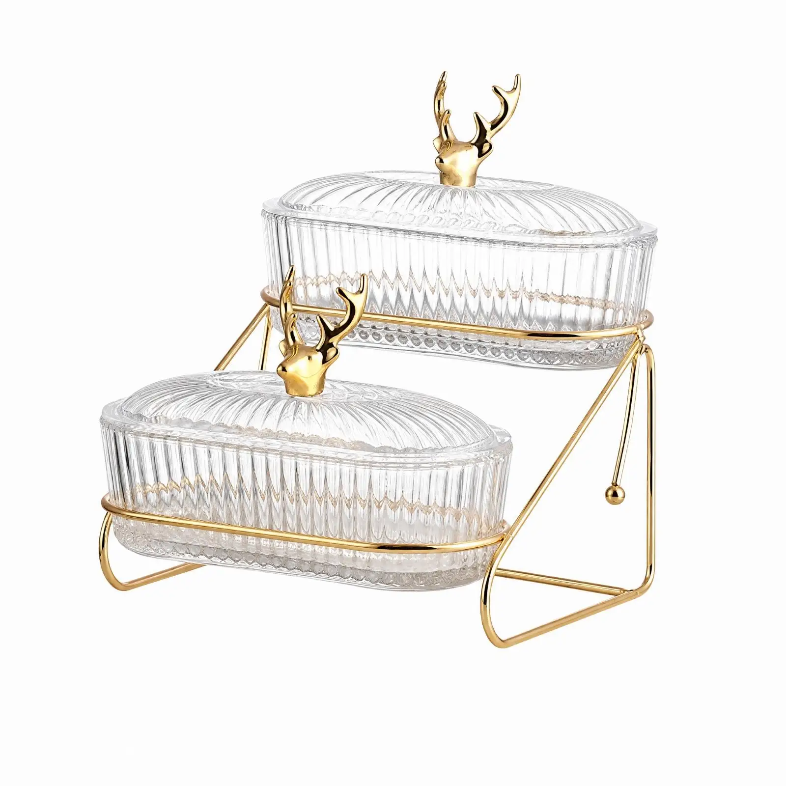 Space Saving Vertical Fruit Stand with Domed Lids for Countertop Table Centerpiece