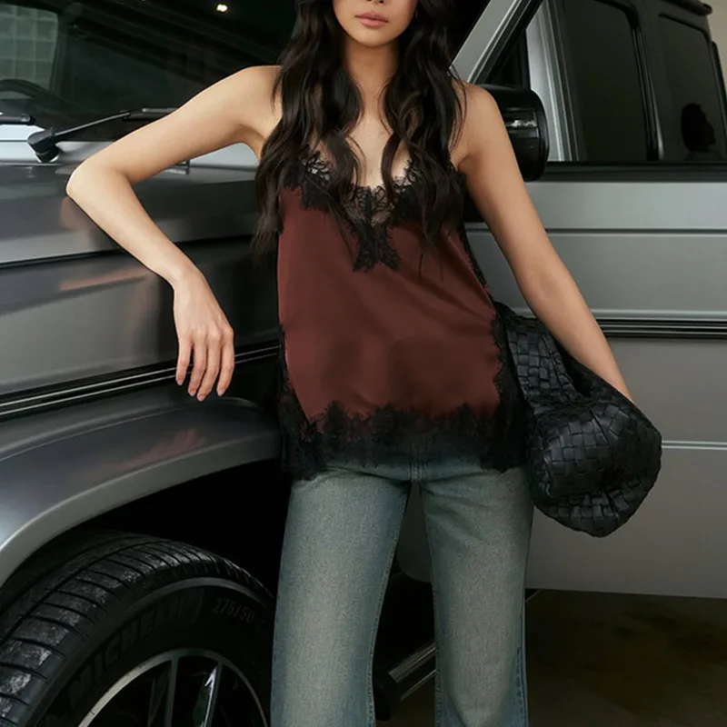 Comfortable V-Neck Lace Crop Top Strapless Inner Wear Spring Summer New Arrival Women's Fashion Thin Thread Weave Fabric