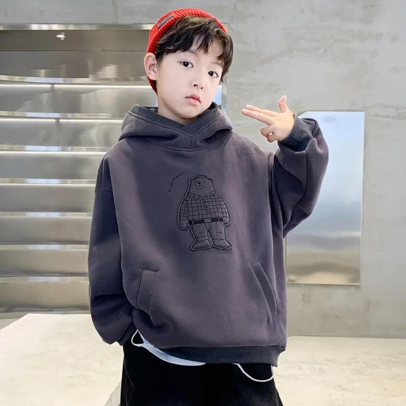 2025-autumn-winter-boys-fleece-lined-hood-sweatshirt-teenager-pullover-cartoon-stylish-top-big-kids-6-16-years-thick-warm-outfit