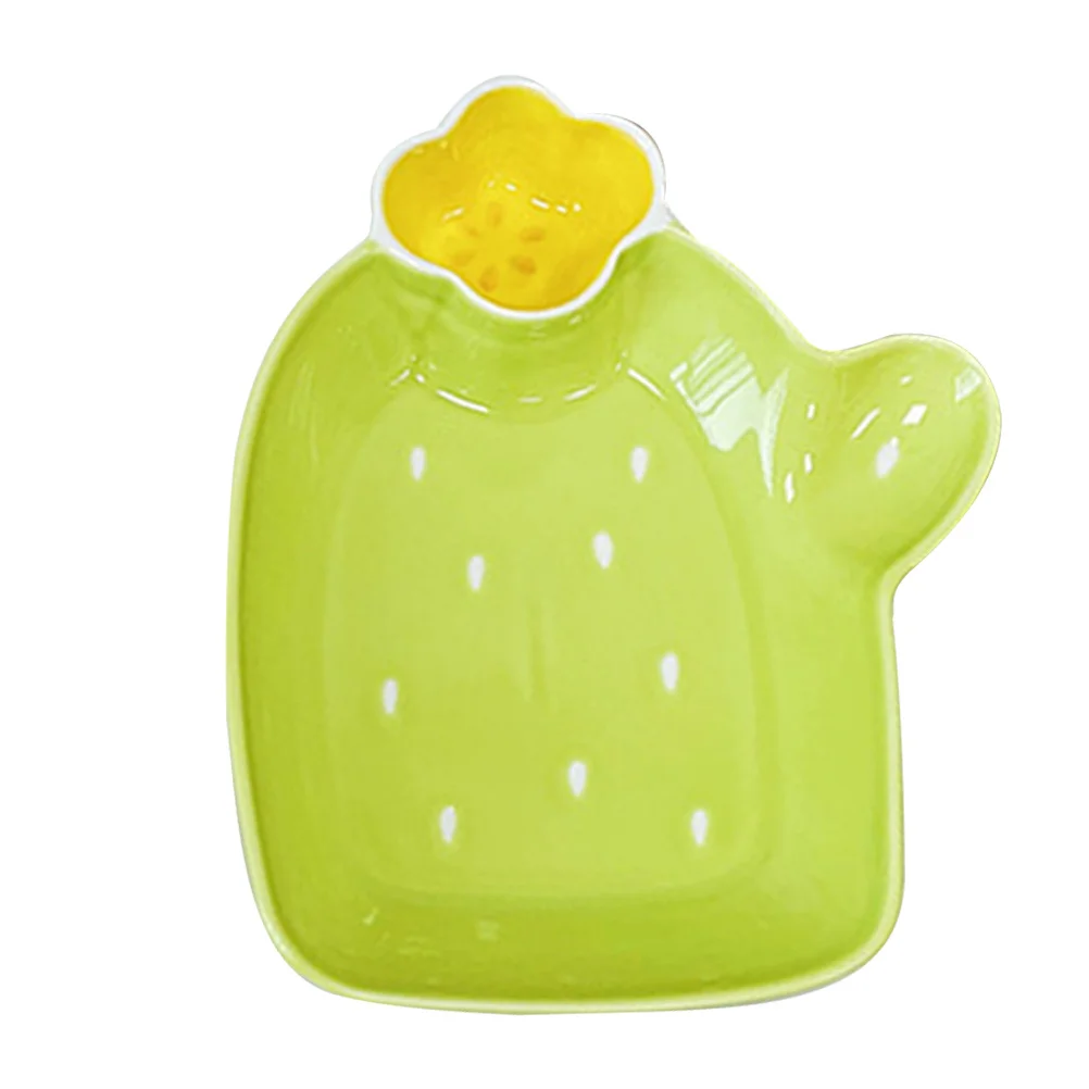 

Ceramic Cactus Dumpling Plate Sauce Dish Divided Food Serving Plate for Snacks Sushi Dinner Dumpling Dishes Serving Dishes