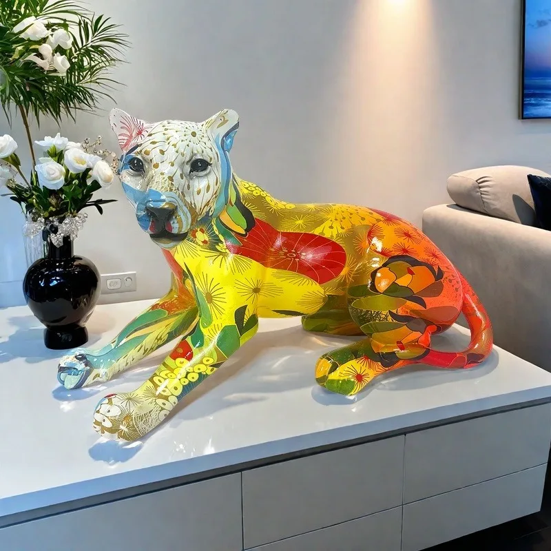 

Newly Arrived Modern Minimalist Style Reclining Leopard Statue Home Living Room High-end Decoration Fashion Entrance Decora Gift