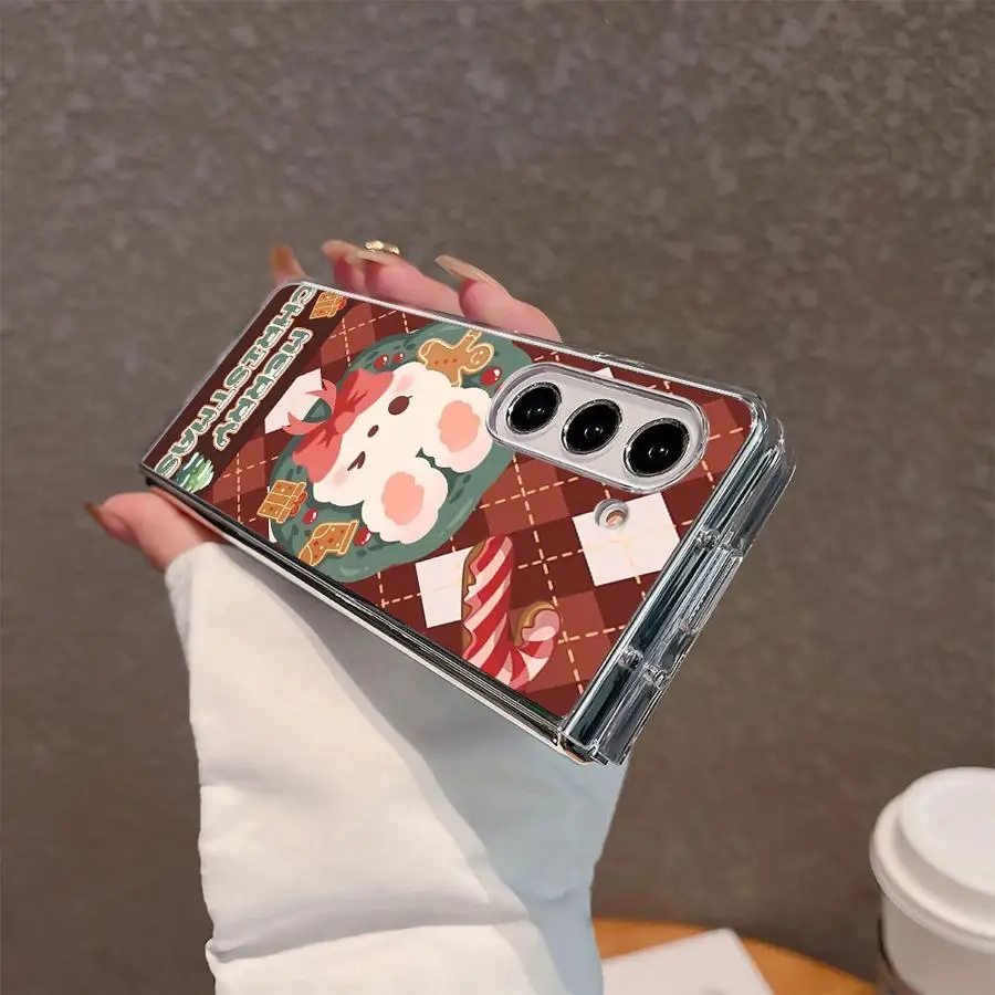 عيد الميلاد الكرتون الأرنب شفافة لينة غطاء الهاتف حقيبة لهاتف سامسونج غالاكسي ZFold5 ZFold7 ZFold4 ZFold3 ZFold6 Z أضعاف 7 6 5 4 #2