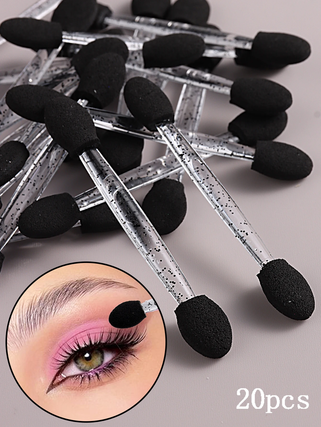 Nagelkunstpinsel, doppelseitig, chromfarben, rosa, schwarz, multifunktionaler Nagelpinsel, Nagelpuder-Applikator, Schwammstäbchen, Nagelzubehör