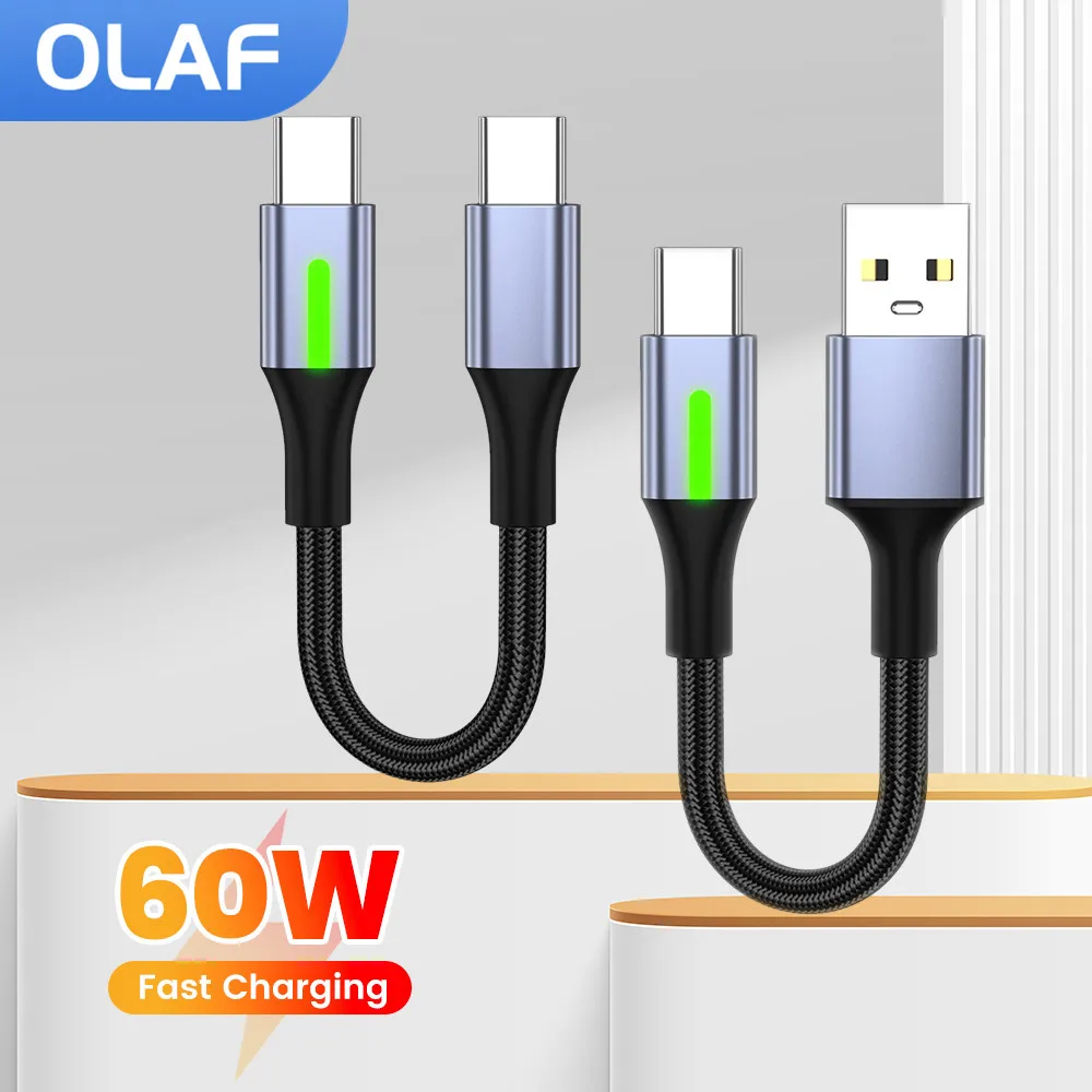 0.25M/0.5M Data Cable USB A to Type C Fast Charging Data Short Cable 66W Type C to C For iPhone 15 Huawei Portable Power Bank