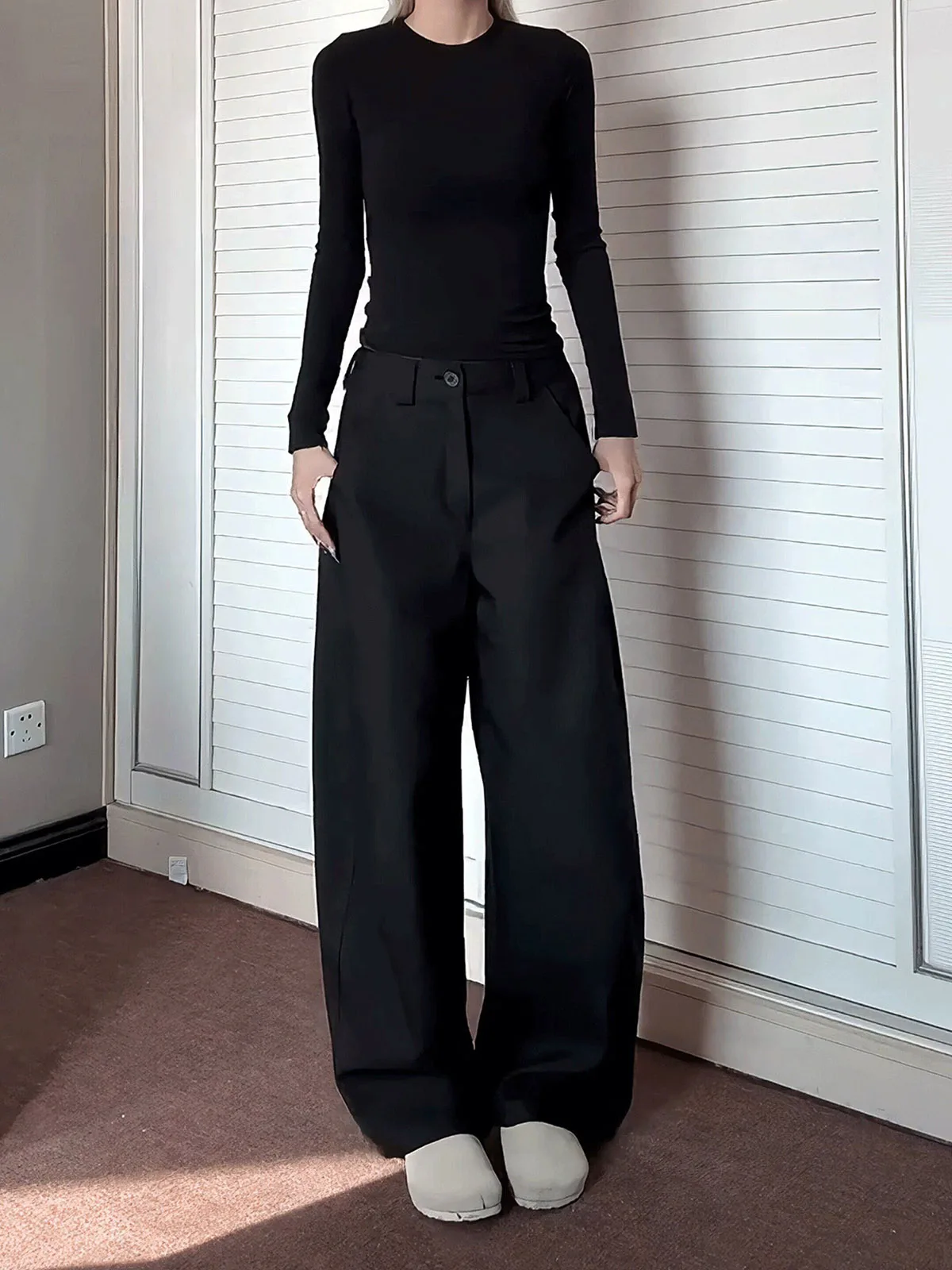 Black Straight Leg Suit Pants Men Women Casual Drapey CleanFit Trousers Youth Fashion Summer Online Exclusive