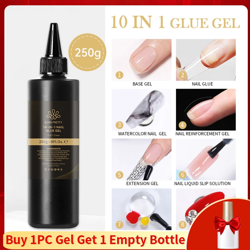 BORN PRETTY 250g 10 in 1 เจลเล็บเคล็ดลับเล็บอเนกประสงค์กาวเสริมเล็บ Super Base Top Coat Extension เล็บ